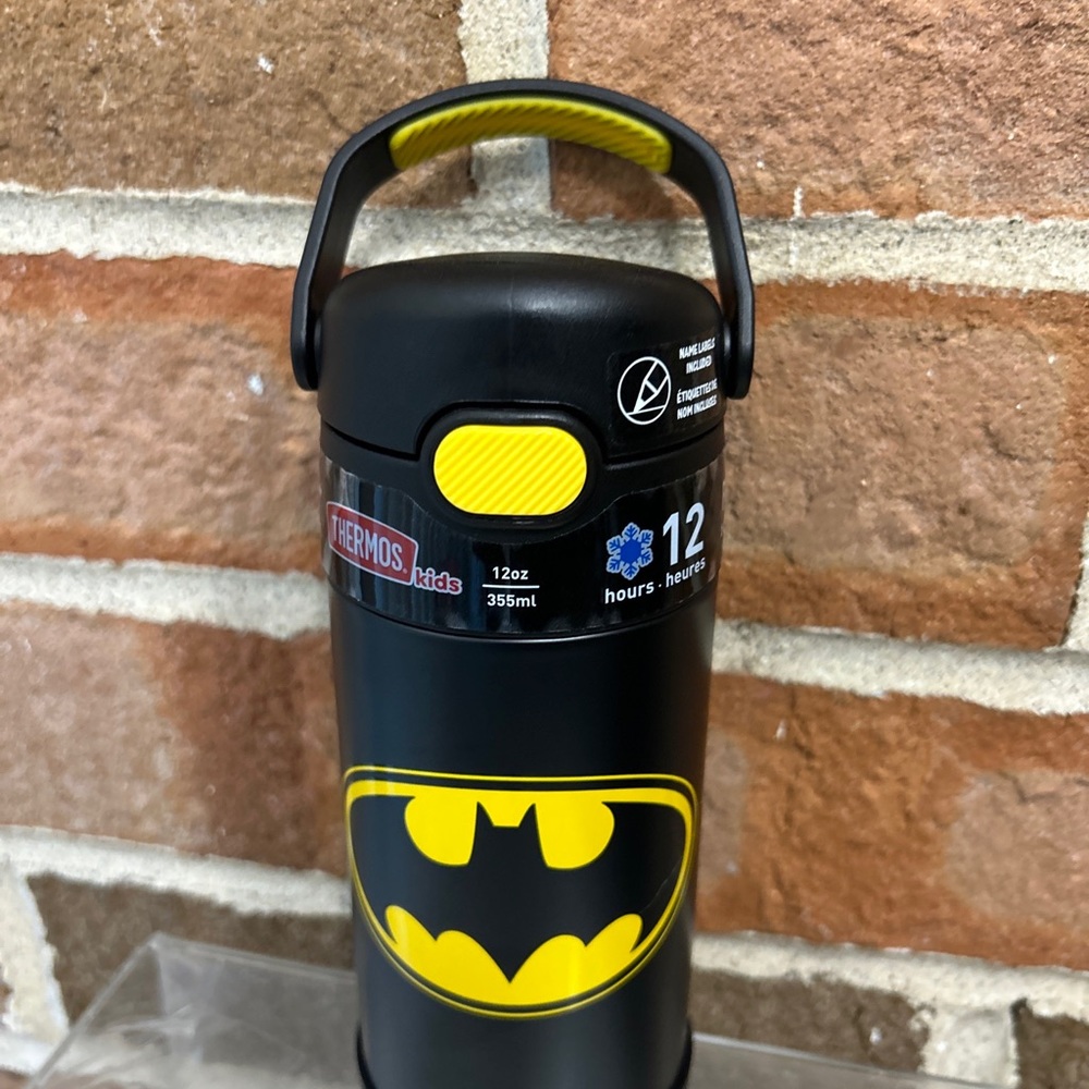 Batman Thermos Funtainer 12oz Stainless Steel Kids Straw Bottle Brand New